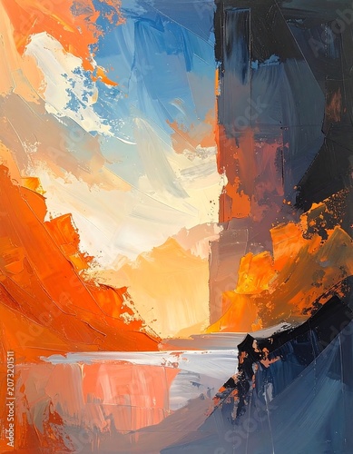 Vibrant Desert Landscape with Cyclists at Sunset.