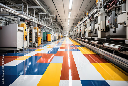 Ceramic tile manufacturing process in a factory with fully automated production line