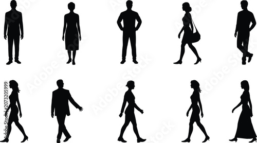 Canvastavla Diverse Group of Full Body Human Silhouettes in Various Poses and Attire Keyword