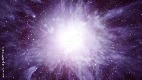 Deep Space Nebula Bursts With Purple Light