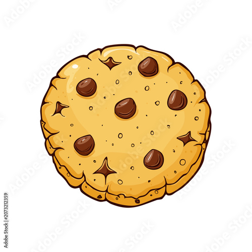 Hand Drawn Chocolate Chip Cookie with Sparkle Details