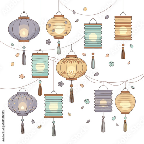 Colorful hanging paper lanterns decoration 1.