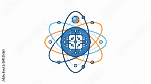 Professional artificial intelligence technology atom microchip logo icon vector illustration for science and smart engineering systems