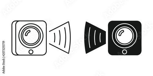 Wireless security camera set featuring outline and solid black silhouette styles for home surveillance systems