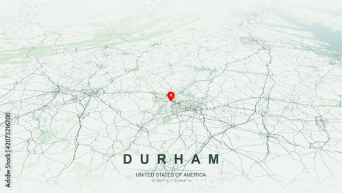 Modern minimalist vector map of Durham, North Carolina, USA. High-quality scalable illustration of Durham city grid, Interstate 40, Interstate 85 for posters design.