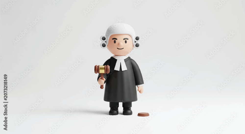 Fototapeta premium Lego minifigure in black robe with white hair standing against a plain background.
