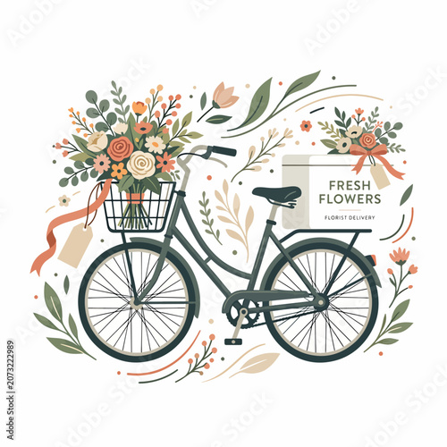 Bicycle with Fresh Flower Basket Decoration.