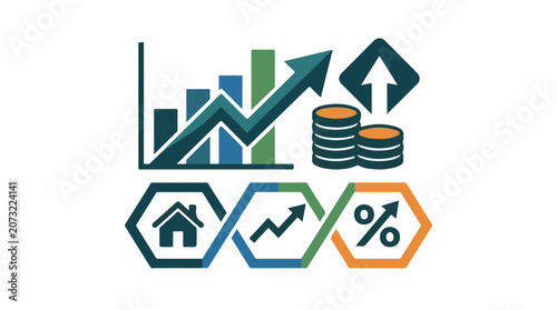 A colorful graphic depicting growing economy