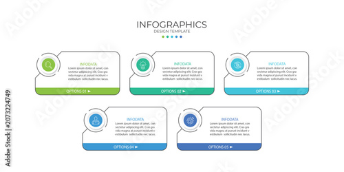 Timeline infographic template. 5 Step timeline journey, calendar Flat simple infographics design template.