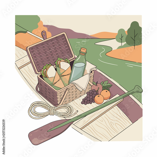 Picnic basket with food and drink 7.