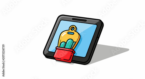 A cartoon smartphone displays a lightbulb and cactus on its screen