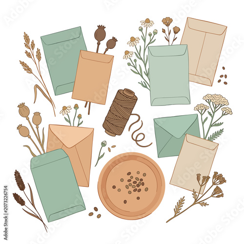Colorful Stationery and Dried Flowers Arrangement.