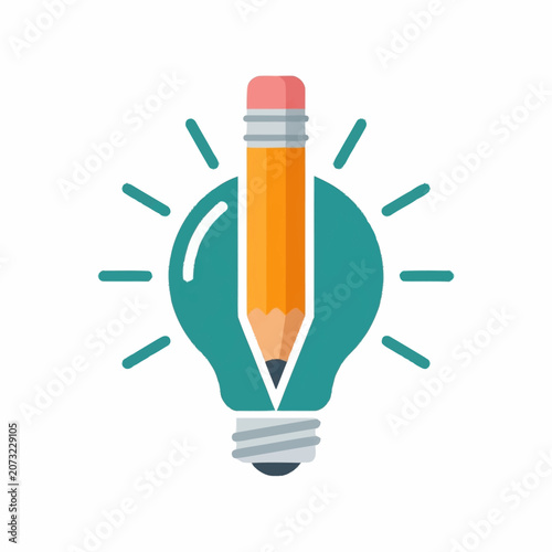 Creative light bulb with pencil inside illustration.