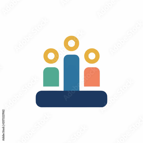 Colorful bar chart icon with circular indicators.