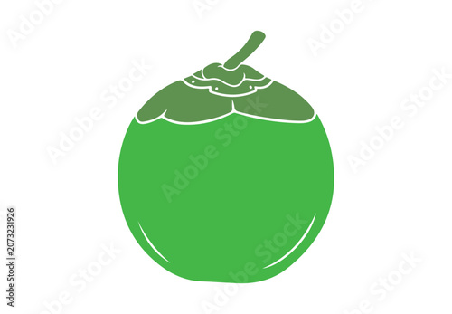 Green coconut clip art with realistic details and vibrant colors.