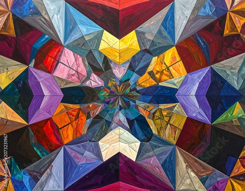 Vibrant Colorful Geometric Mosaic Art Design.