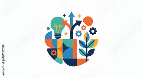 Foto Colorful abstract growth and innovation concept illustration.