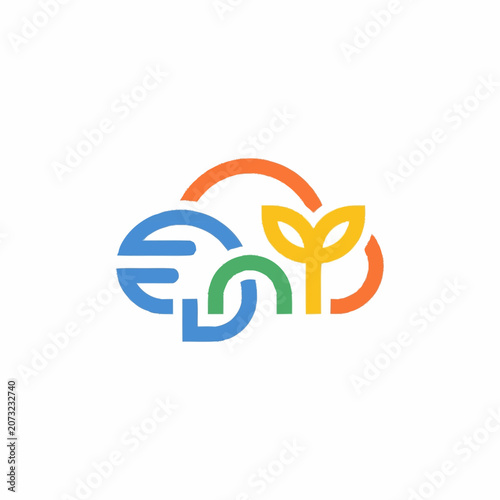 Colorful abstract logo with brain and leaf design.