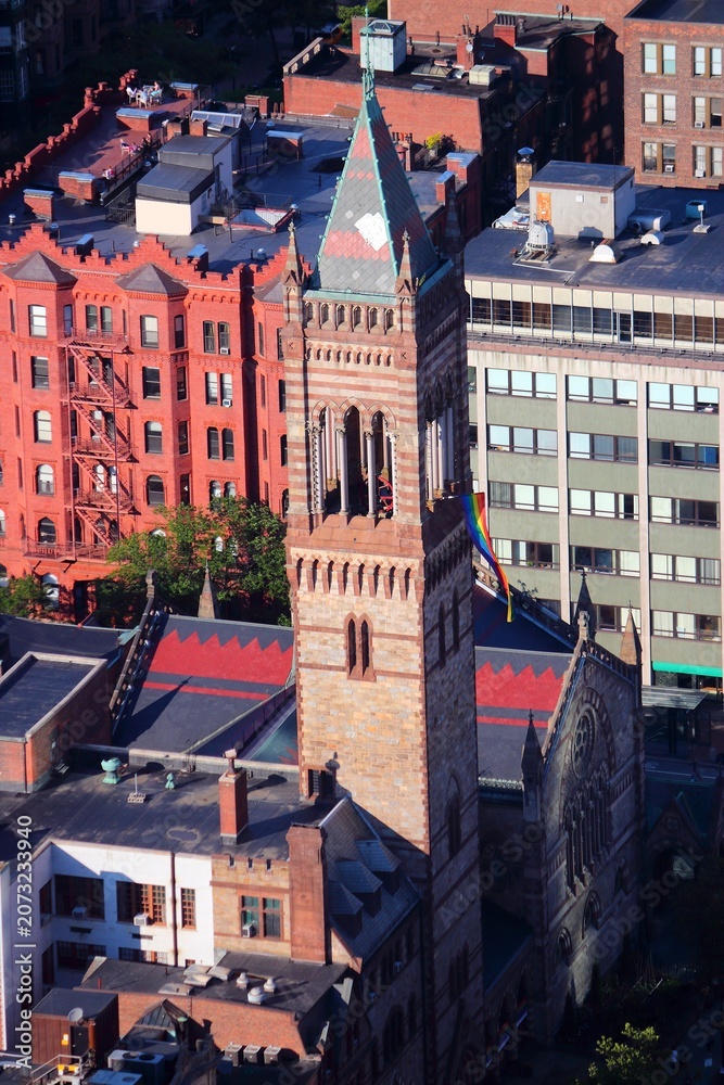 Obraz premium Old South Church in Boston, United Church of Christ - cityscape of Boston Back Bay. U.S. National Historic Landmark
