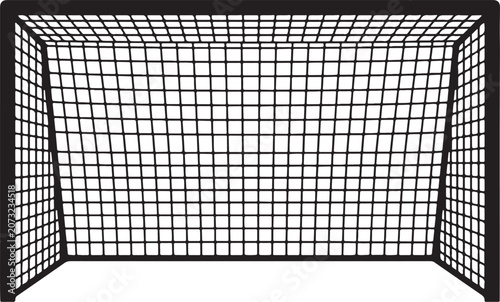 Soccer goal net, football goalpost, black wire mesh, sports equipment, athletic goal
