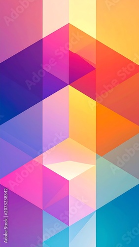 Vibrant colorful geometric shapes background.