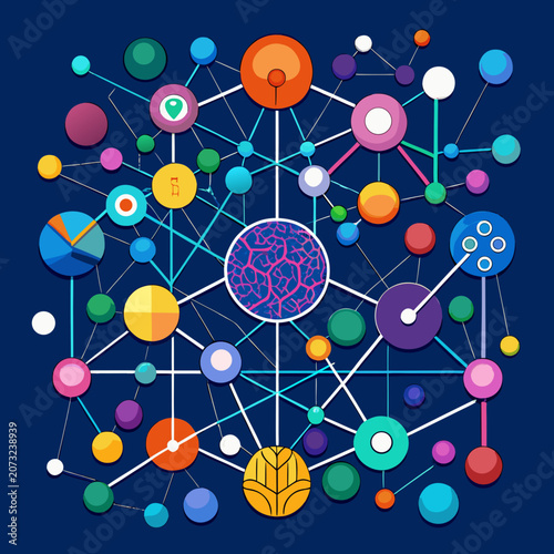 Artificial Intelligence Neural Connections and Data Flow Abstract Technology Vector