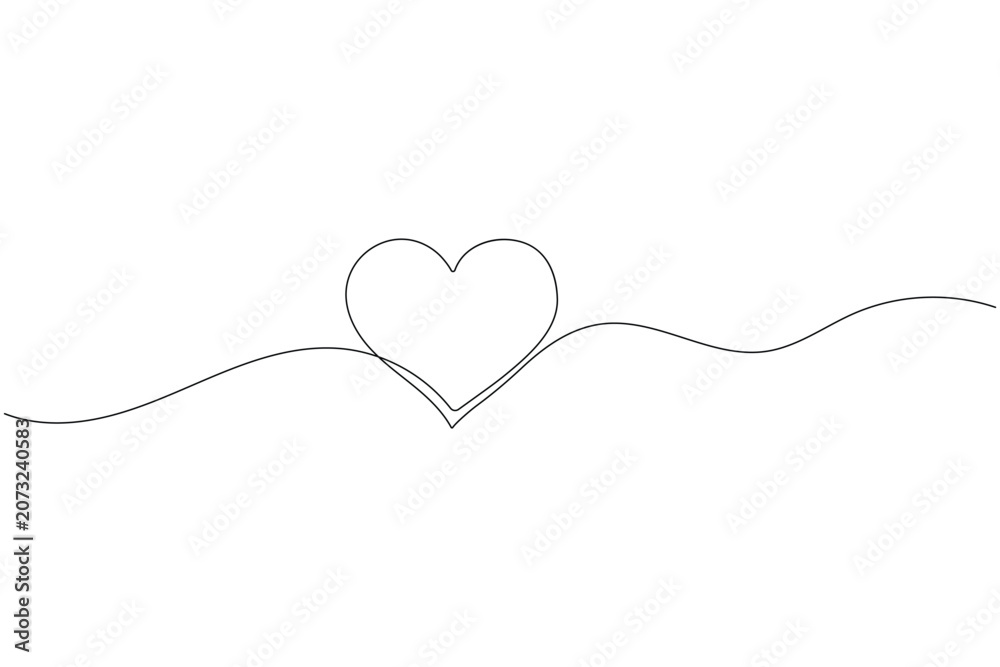 Fototapeta premium Hearts Continuous One Line Art Minimal Love Connection Vector