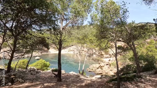 POV Walk Down a Steep Rocky Coastal Path Arriving at a Secluded Cove, Mallorca, Spain