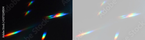 Obraz na płótnie Transparent crystal rainbow illustration with diamond sparkle, iridescence glow,