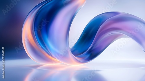 Abstract flowing wave shape in purple and blue gradient with reflective surface abstract gradient reflection background