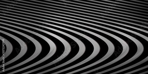 Black and white curved striped abstract background