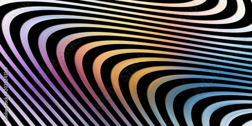 Rainbow parallel striped abstract background on black