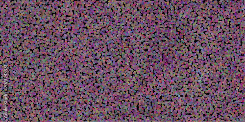 Fotografi Multi-colored Abstract Pointillist Pattern of Purple Pink and Yellow Dots on Bla