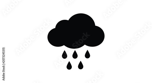 Bild auf Leinwand Raincloud Silhouette On White Background Minimalist Weather Icon