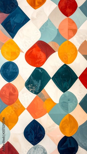 Vibrant colorful geometric shapes pattern design.