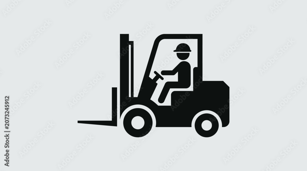 Fototapeta premium Simple forklift icon, minimalist vector design.