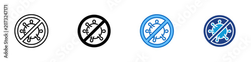 Fotografía Virus Prevention Multiple Style Icon Design Vector - Virus inside prohibition si