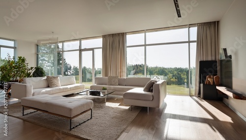 bright modern living room with large windows