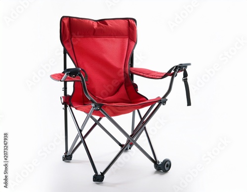 camping chair of red color isolated on a white background