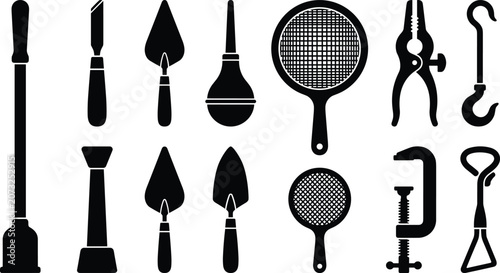 Photos Scientific archaeology field excavation and artifact recovery hand tools icons s