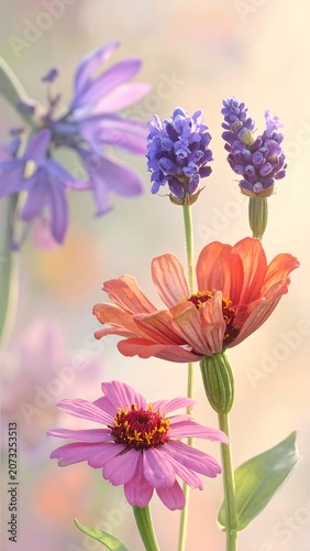 Vibrant flowers in bloom outdoors naturally.