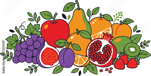 Premium Fresh Fruit Set Vector Collection