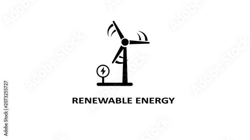 Animated wind turbine generating clean energy renewable power motion loop wind turbine animation