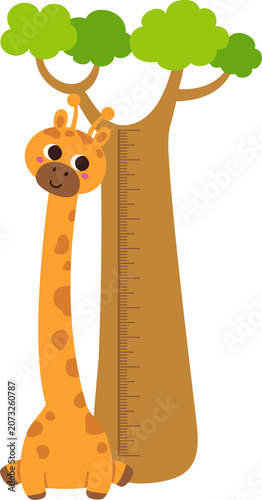 Meter wall with Giraffe cartoon illustration