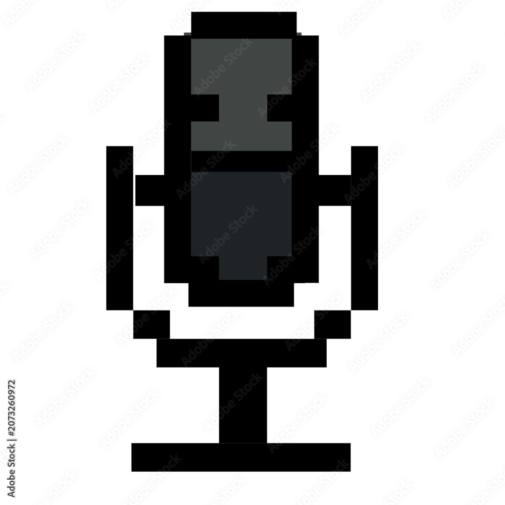 Fototapeta premium Retro Pixel Art Desktop Podcast Microphone Icon 8-Bit Vector Graphic Design