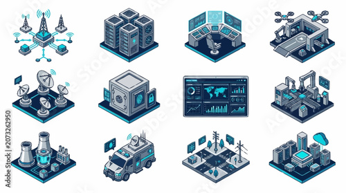 Isometric Technology and Industry Concept Art Collection.