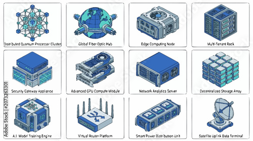 Futuristic Technology Data Center Network Visualization.