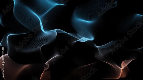 Abstract Fluid Wave Background With Blue and Orange Lines, Digital Flow and Elegant Motion