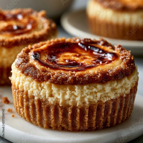 Gourmet dessert cup featuring creamy peanut butter cheesecake with shallow depth of field and bright minimalist styling.
