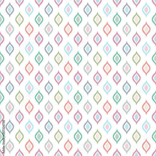 Seamless pastel geometric ikat ogee pattern background